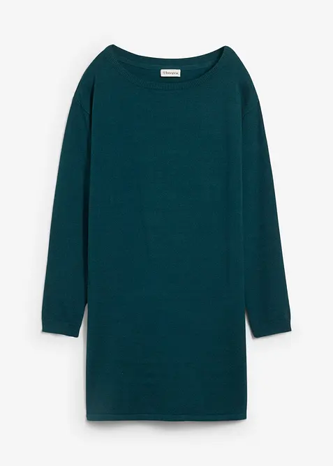 Longpullover mit recycelter Baumwolle in grün von vorne - bonprix