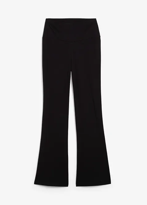 High-Waist-Schlaghos aus Bio-Baumwolle mit Stretch in schwarz von vorne - bonprix