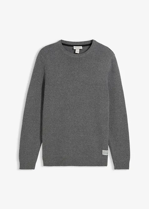 Feinstrickpullover in Regular Fit in grau von vorne - bonprix