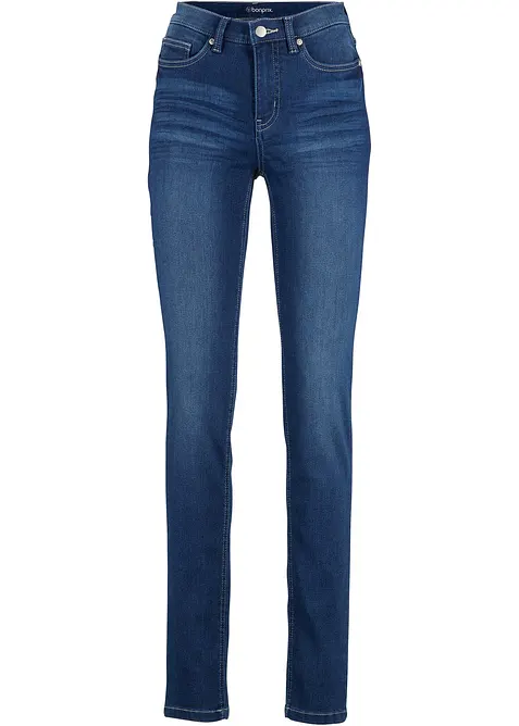 Slim Jeans Mid Waist, Stretch in blau von vorne - bonprix