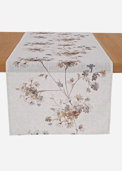 Tischläufer mit Leinenanteil in beige von vorne - bonprix