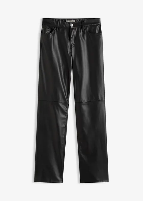 Lederimitat-Hose mit Bequembund in schwarz von vorne - bonprix