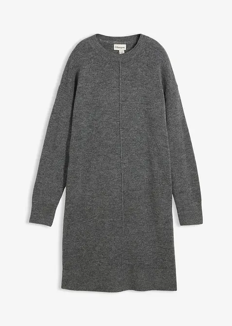 Strickkleid in grau von vorne - bonprix