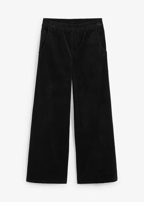 High-Waist-Cordhose aus Baumwoll-Mix in schwarz von vorne - bonprix