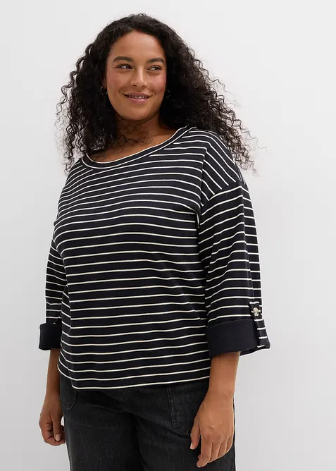 Oversize-Sweatshirt aus reiner Baumwolle in schwarz von vorne (im Anschnitt) - bonprix