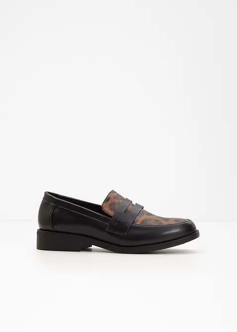 Penny-Loafer mit Animal-Details in schwarz - bonprix