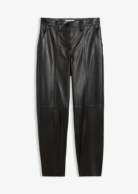 Lederhose aus Lammnappa in schwarz von vorne - bonprix