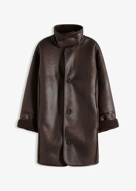 Oversized Lammfellimitat-Jacke in braun von vorne - bonprix