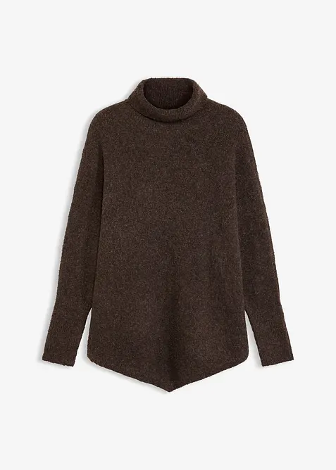 Rollkragenpullover mit Fledermausärmeln in braun von vorne - bonprix