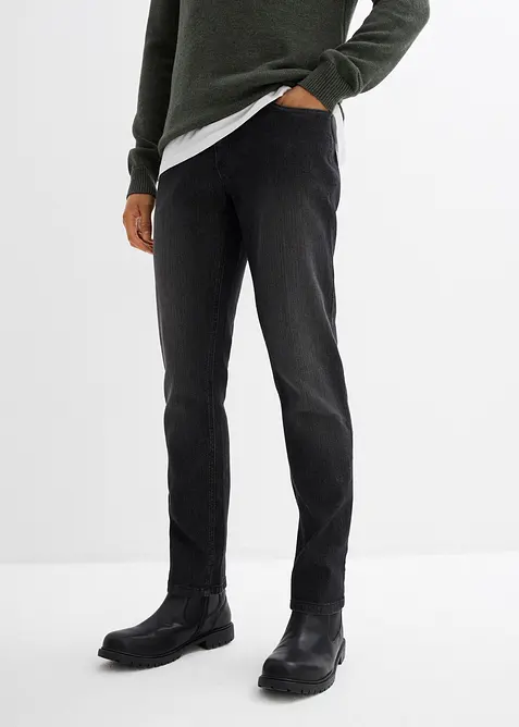 Leichte Slim-Fit-Jeans, Straight in schwarz von vorne - bonprix