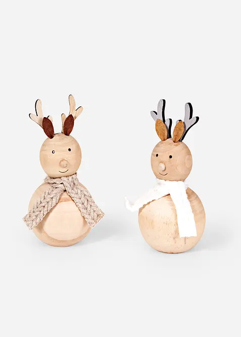Deko-Figur Elch (2er Pack) in beige von vorne - bonprix