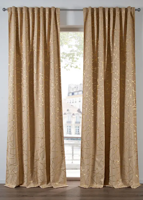 Abdunkelnder Vorhang mit Glanz, auch in extralang (1er Pack) in beige - bonprix
