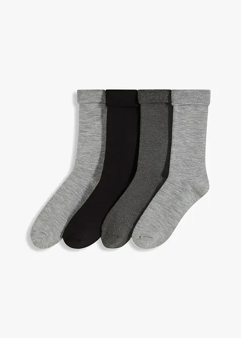 Thermo Socken mit Innenfrottee (4er Pack) in schwarz von vorne - bonprix