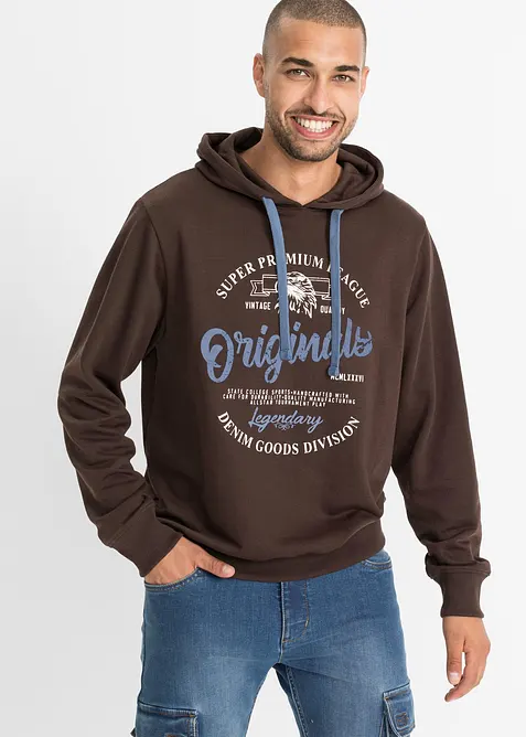Hoodie mit Komfortschnitt in braun von vorne (im Anschnitt) - bonprix