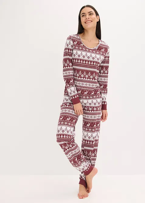 Pyjama aus reiner Bio-Baumwolle in rot von vorne (Totalaufnahme) - bonprix