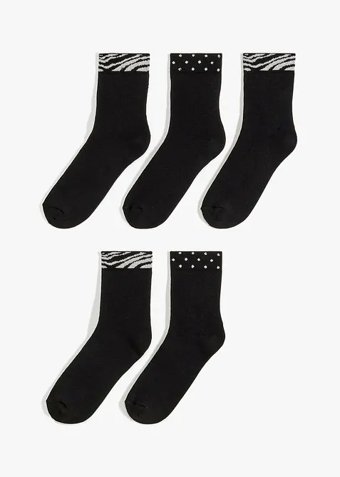 Thermo Halbsocken mit Bio-Baumwolle (5er Pack) in schwarz von vorne - bonprix