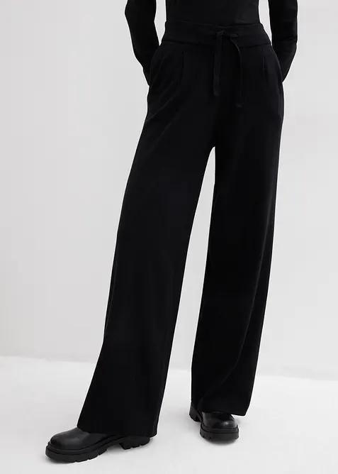 Strick-Hose aus weichem Kaschmir-Mix in schwarz von vorne - bonprix