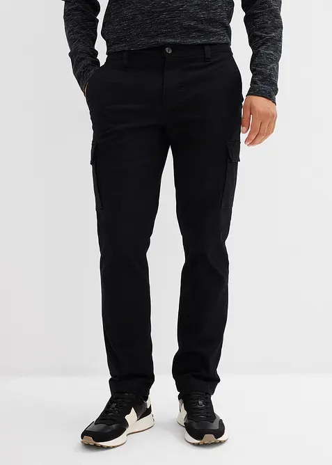 Regular-Fit Thermo-Cargohose, Straight in schwarz von vorne - bonprix