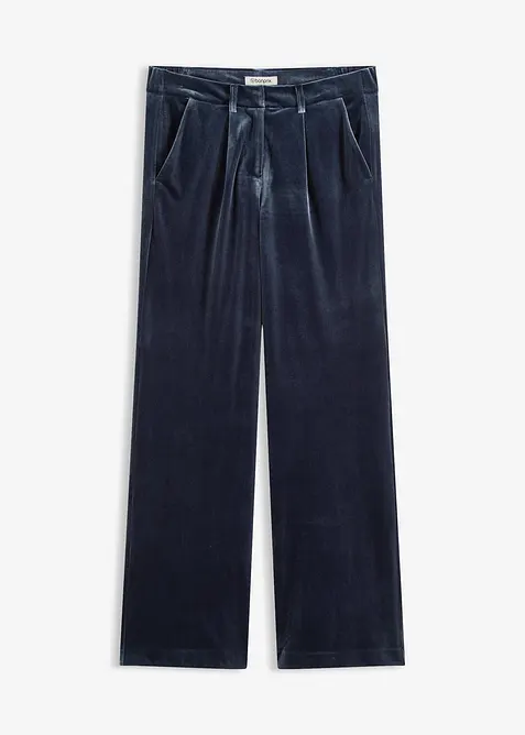 Marlene-Hose aus softem Samt in blau von vorne - bonprix