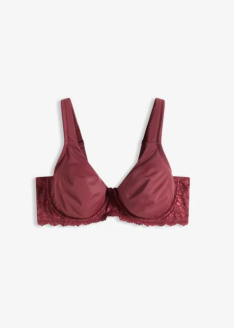 T-Shirt-BH mit gepolsterten Trägern in rot von vorne - bonprix