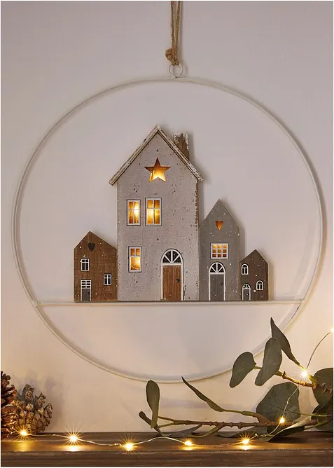 Boltze LED-Hängedeko Häuser in beige - Boltze Home Collections