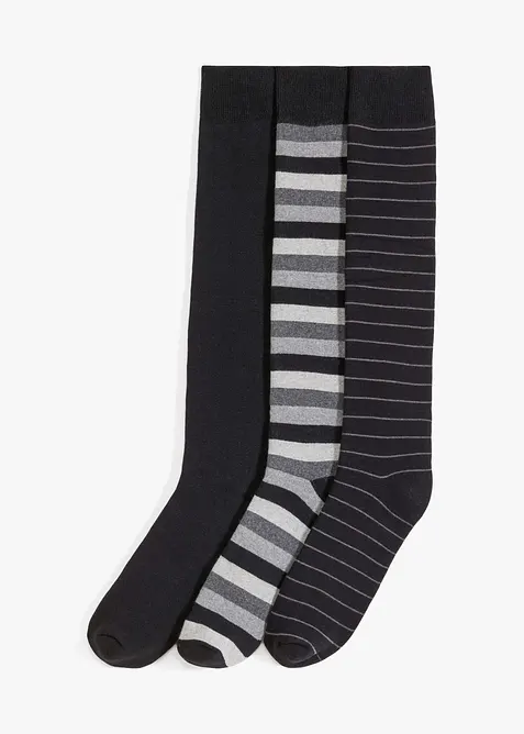 Thermo Kniestrümpfe mit weichem Innenfrottee mit Bio-Baumwolle (3er Pack) in schwarz von vorne - bonprix