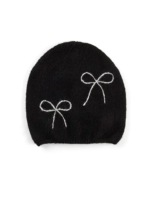 Mütze mit Schleifen in schwarz von vorne - bonprix