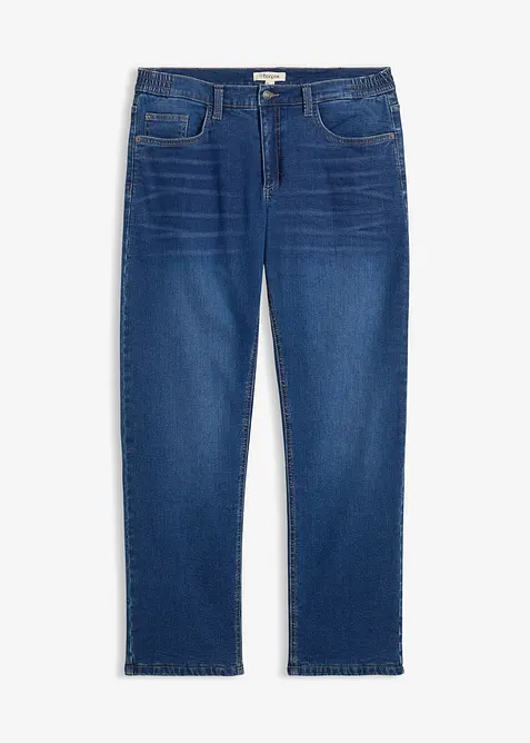 Thermo Relaxed-Fit-Jeans mit Dehnbund, Straight in blau von vorne - bonprix