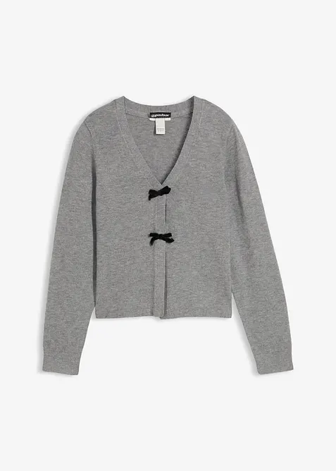 Strickjacke aus softem Viskose-Mix in grau von vorne - bonprix