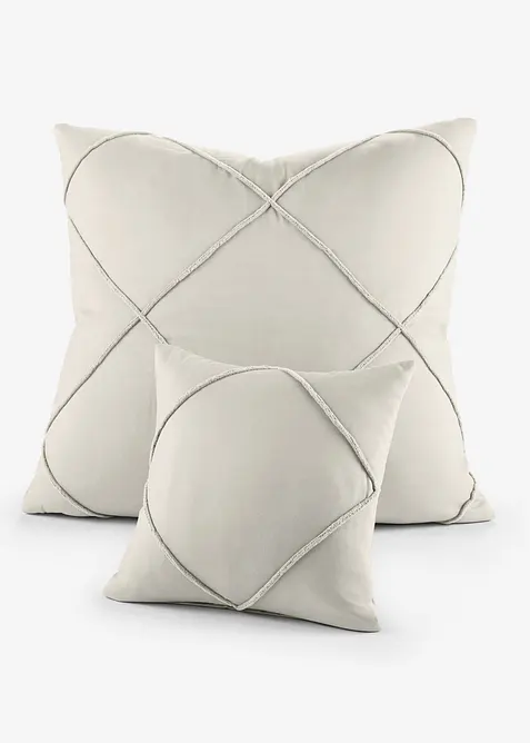 Kissenbezug mit Rechtecken (2er Pack) in beige von vorne - bonprix