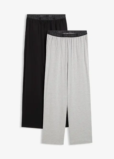 Pyjamahose aus reiner Baumwolle (2er Pack) in grau - bonprix