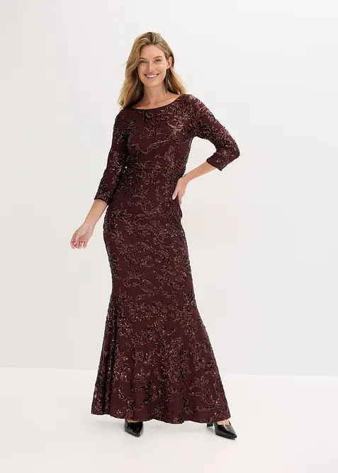 Paillettenkleid mit Rückenausschnitt in rot im Look von vorne (Totalaufnahme) - bonprix