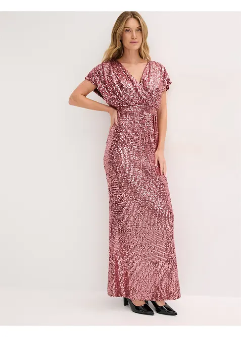 Paillettenkleid in lila im Look von vorne (Totalaufnahme) - bonprix