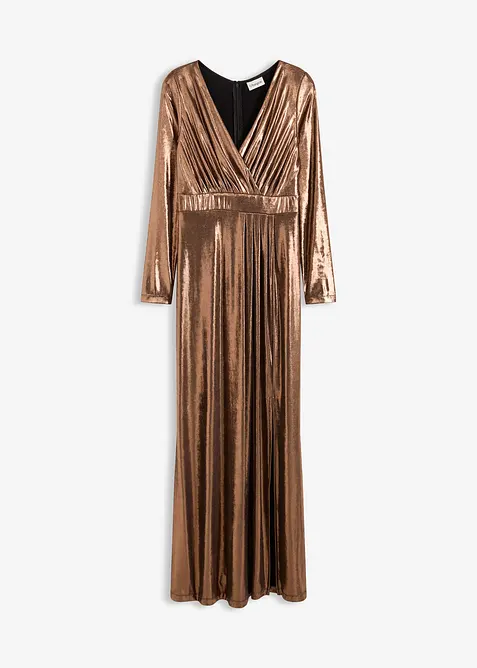 Abendkleid aus feinem Jersey mit Glanz in braun von vorne - bonprix