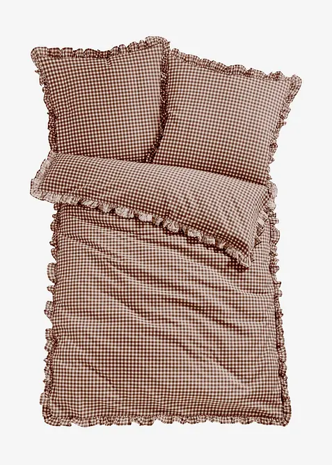 Linon-Bettwäsche mit Rüschen in braun von vorne - bonprix
