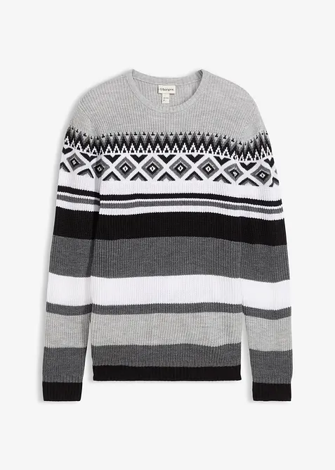 Norweger-Pullover in schwarz von vorne - bonprix