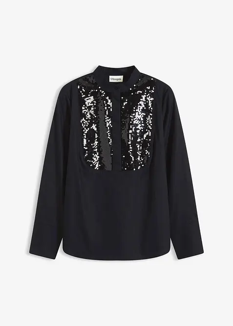 Paillettentunika in schwarz von vorne - bonprix
