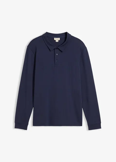 Poloshirt aus reiner Bio-Baumwolle in blau von vorne - bonprix