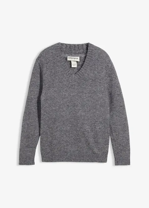 Grobstrick-Pullover in Regular Fit in grau von vorne - bonprix