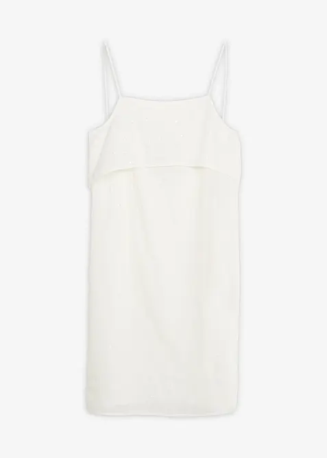 Minikleid mit schöner Paillettenstickung in weiß von vorne - bonprix