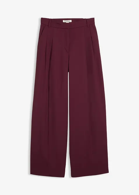 Weite Bundfaltenhose mit Bequembund in rot von vorne - bonprix