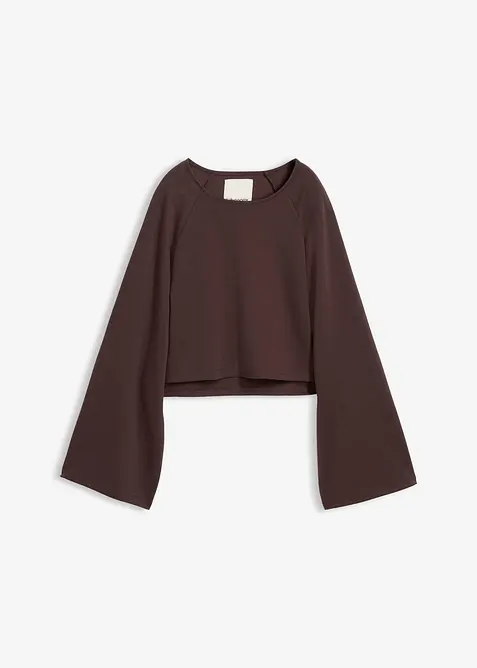 Langarmshirt mit Raglanärmeln in braun von vorne - bonprix