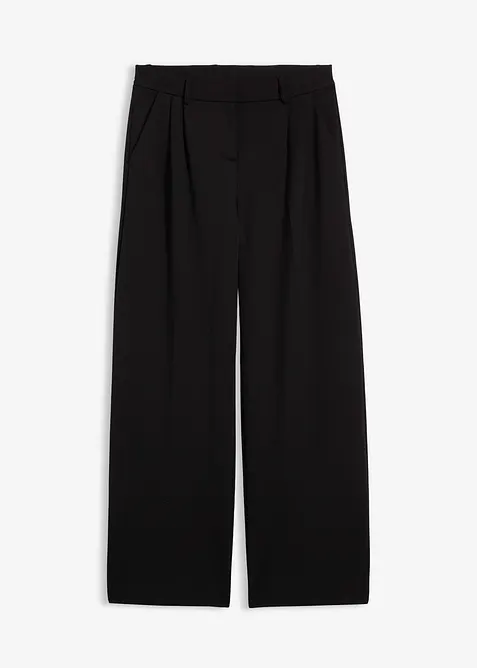 Bundfaltenhose aus bequemen Punto di Roma in schwarz von vorne - bonprix