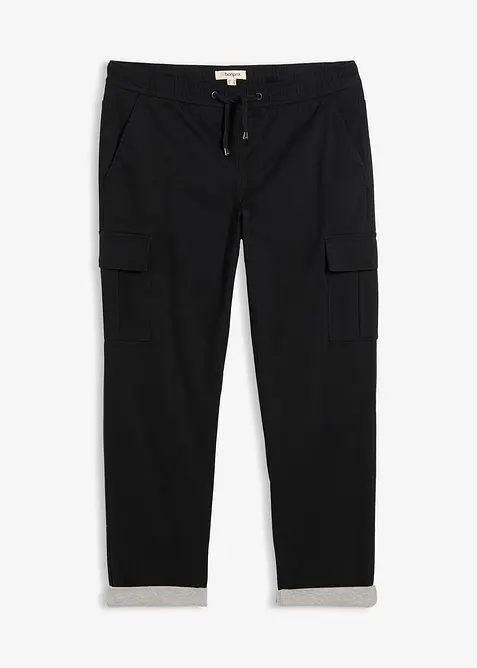 Relaxed Fit Thermo-Schlupfhose, Tapered in schwarz von vorne - bonprix