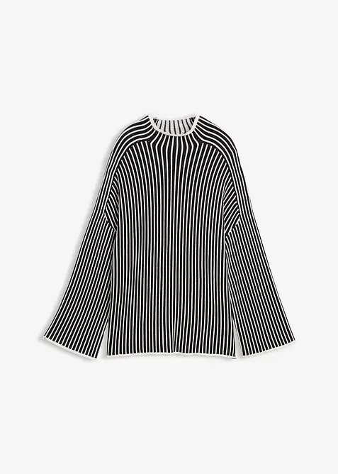 Oversize-Pullover aus softem Viskose-Mix in schwarz von vorne - bonprix