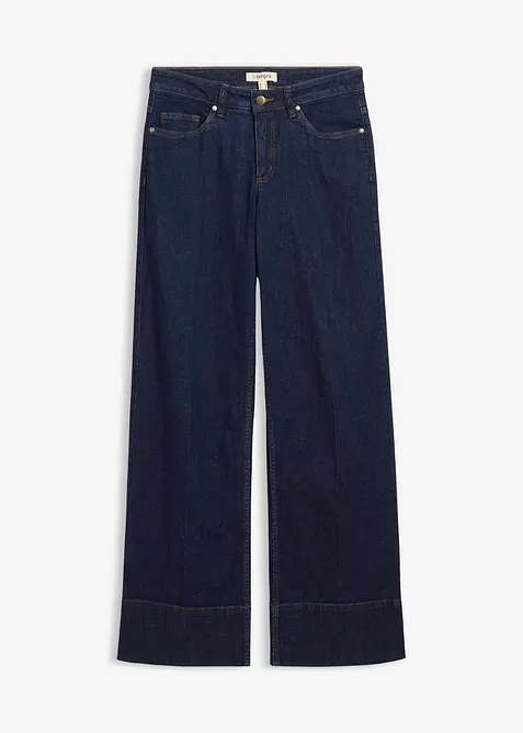 Wide-Leg-Jeans Mid Waist mit Bio-Baumwolle in blau von vorne - bonprix