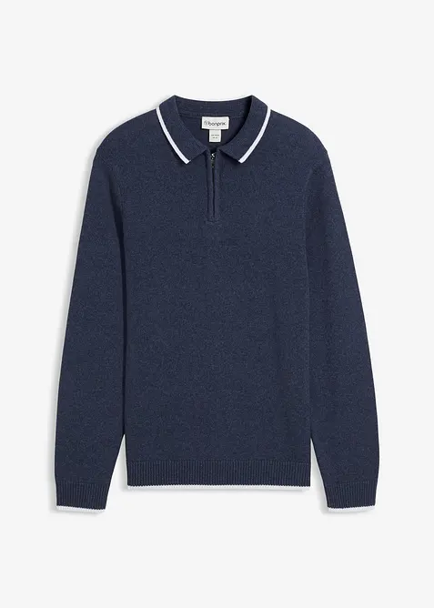 Pullover in Regular Fit in blau von vorne - bonprix