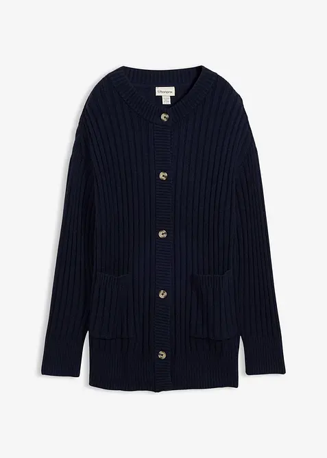 Strickjacke aus softem Viskose-Mix in blau von vorne - bonprix