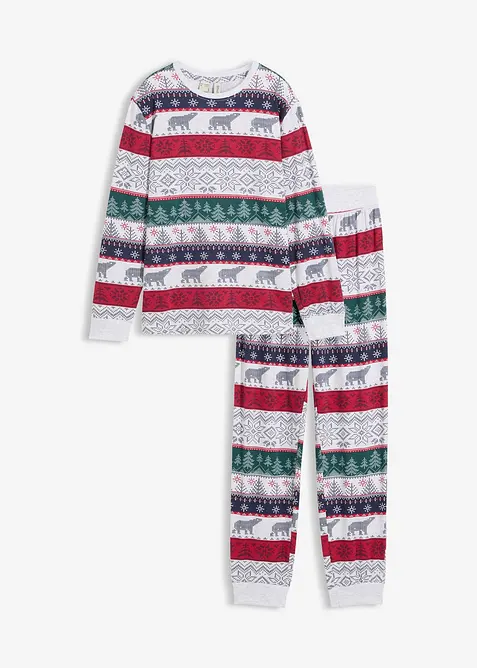 Kinder Pyjama mit weicher Bio-Baumwolle in weiß von vorne - bonprix
