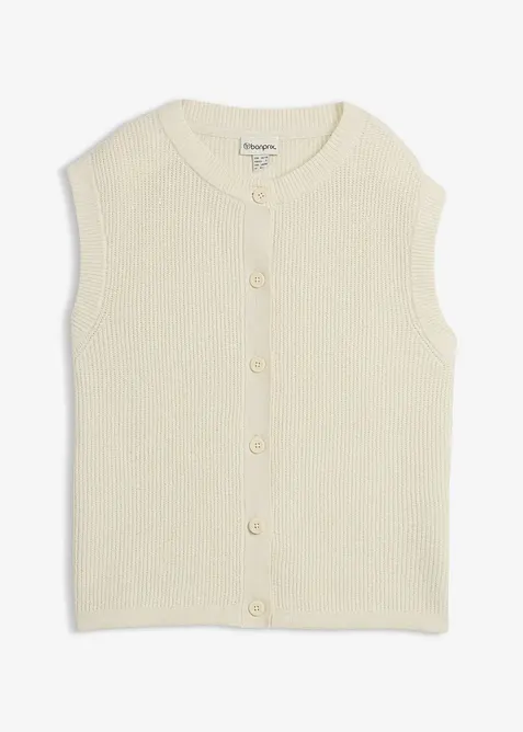 Grobstrick-Pullunder in beige von vorne - bonprix